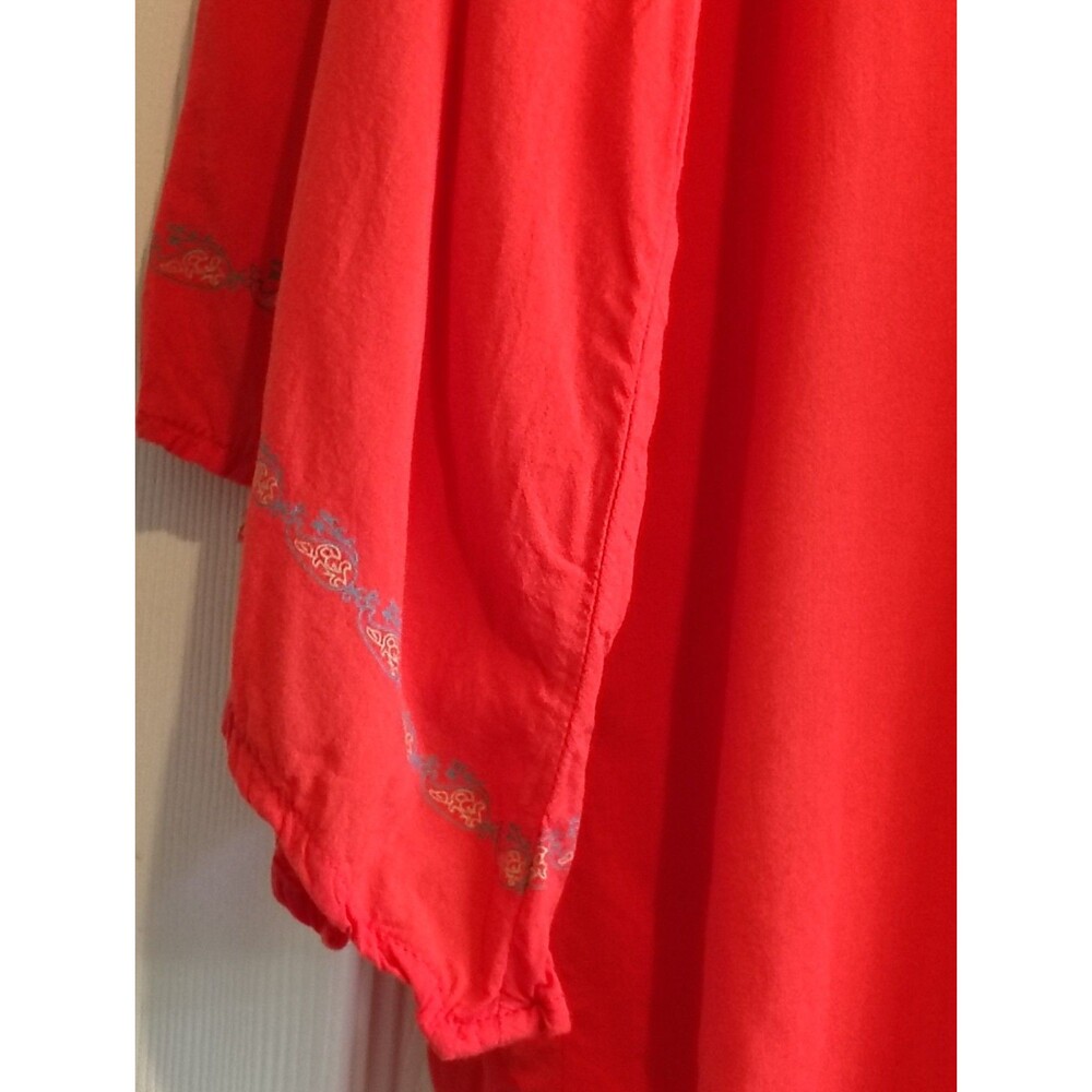 Live And Let Live Embroidered Boho Peasant Blouse Orange Red Size L - Picture 15 of 16